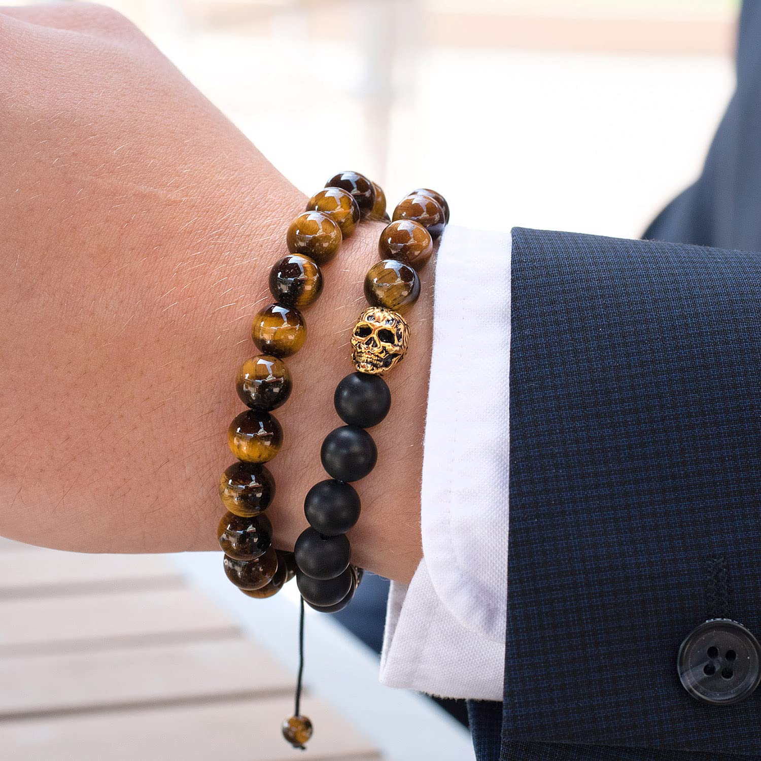 Foto 4 pulgar | Pulsera Crucible De Acero Inoxidable Chapada En Oro Con Calavera - Venta Internacional.