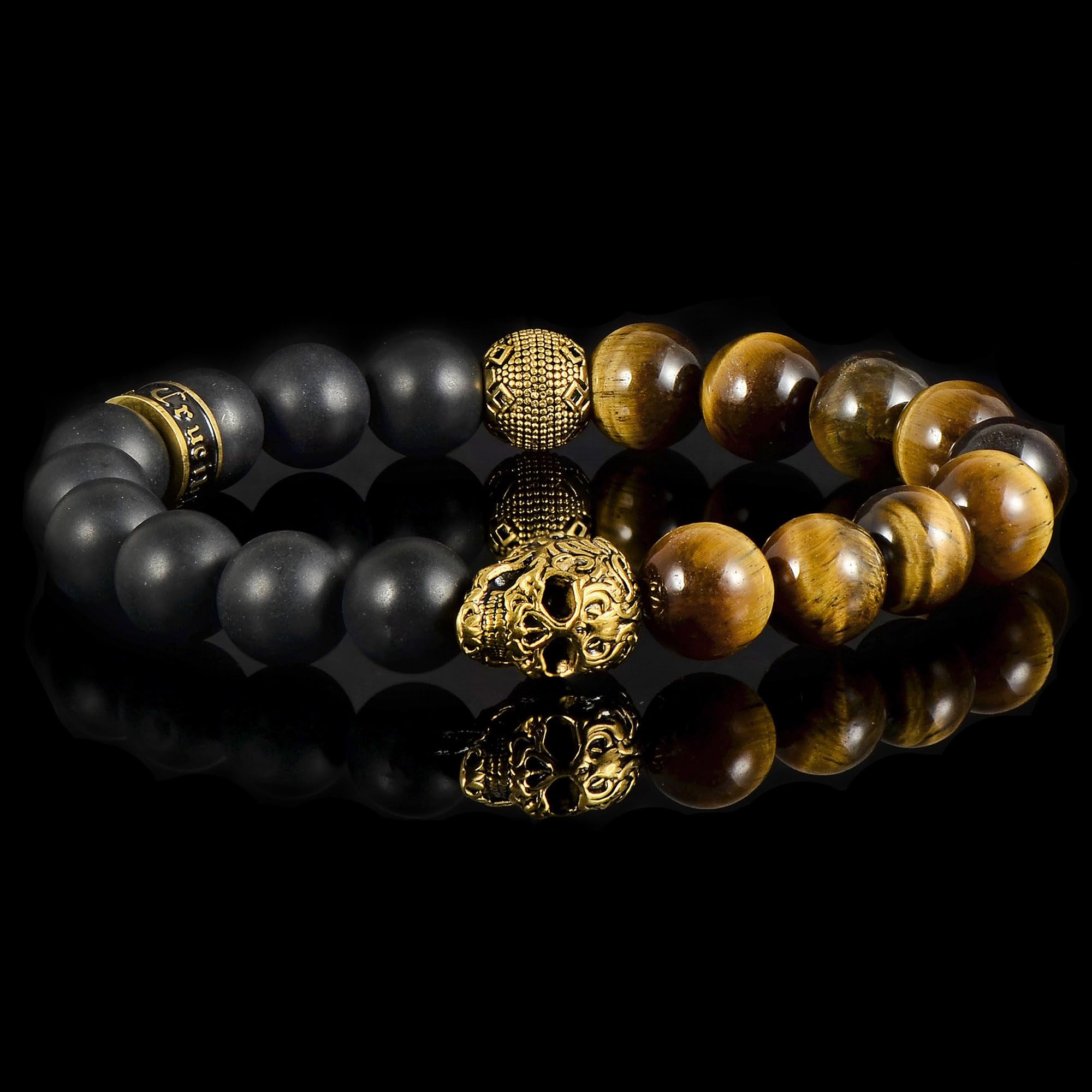 Foto 5 | Pulsera Crucible De Acero Inoxidable Chapada En Oro Con Calavera - Venta Internacional.
