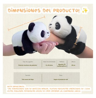 Foto 2 | 1pcz Pulsera Panda Peluche Belug, Negro Blanco