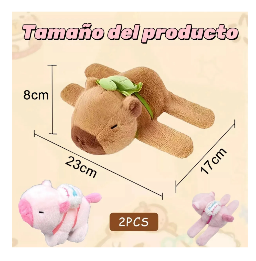 Foto 4 pulgar | 2pz Capibaras Peluche Lab.g, Rosa Cafe