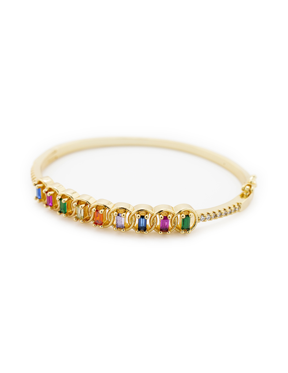 Brazalete Zirconias De Colores The Golden Store Chapa De Oro 18k