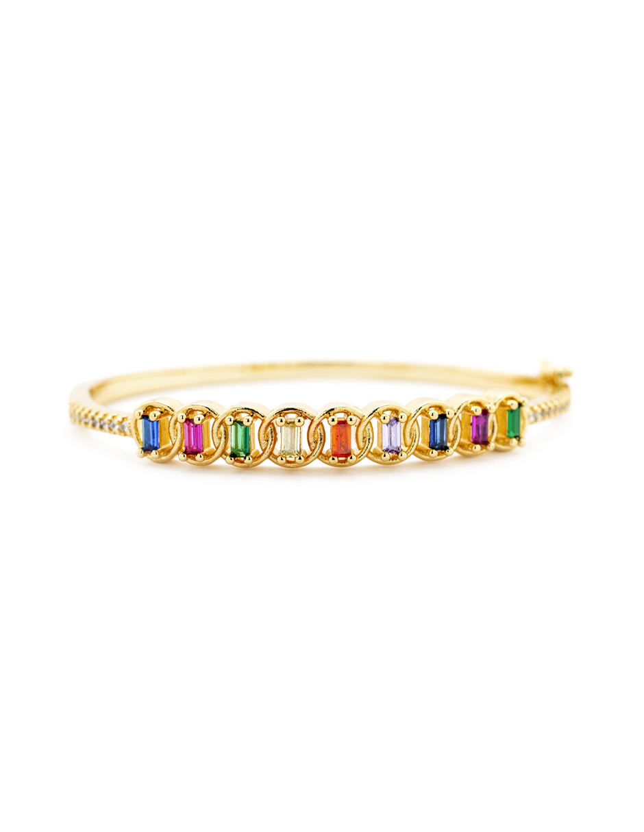 Foto 3 pulgar | Brazalete Zirconias De Colores The Golden Store Chapa De Oro 18k