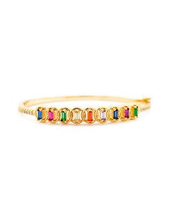 Foto 2 | Brazalete Zirconias De Colores The Golden Store Chapa De Oro 18k
