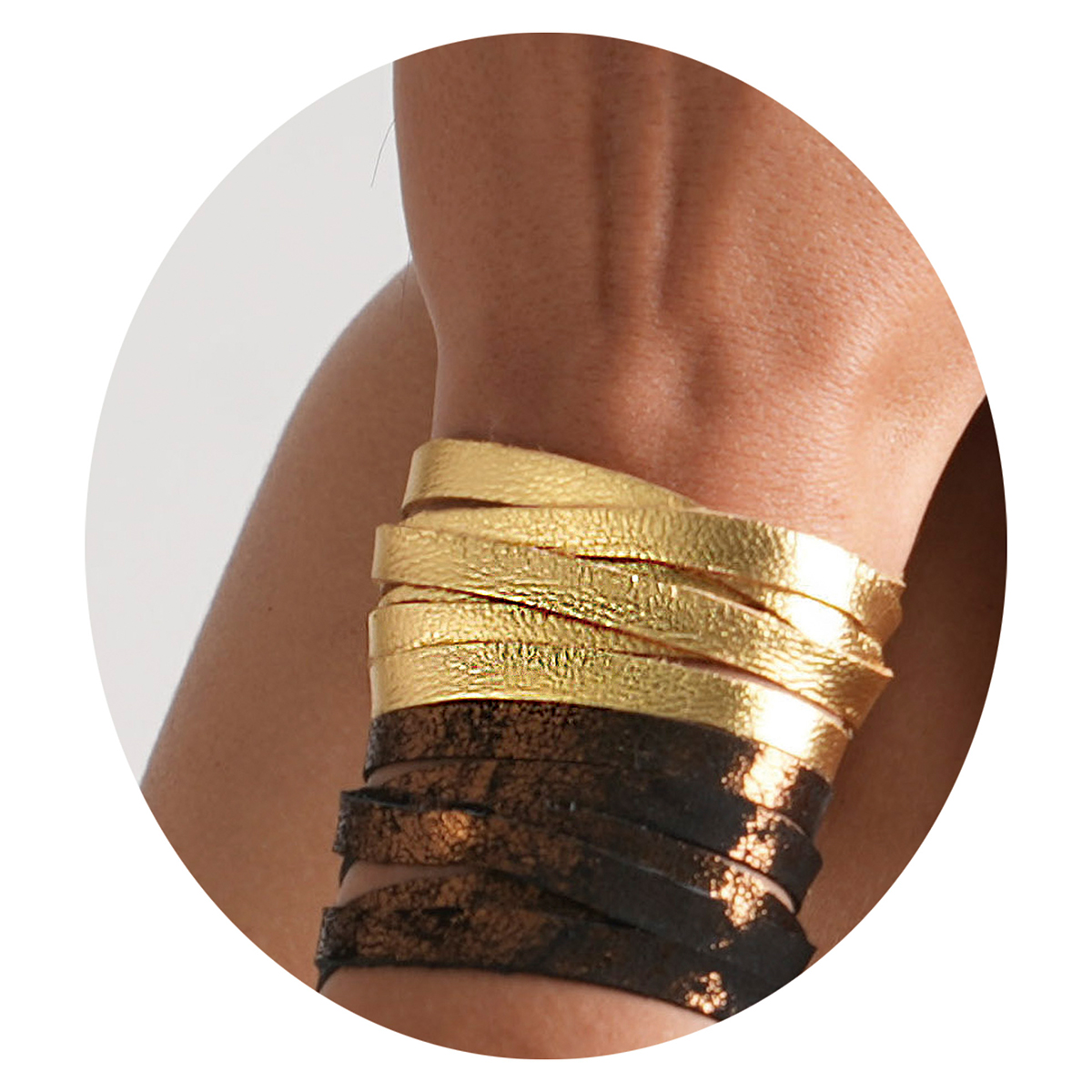 Foto 4 pulgar | Pulsera De Piel Unisex Con Baño De Oro Vangania Gratitud