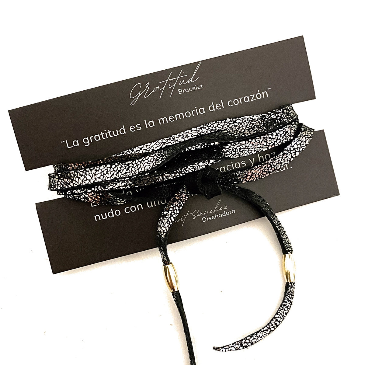 Foto 5 | Pulsera De Piel Unisex Con Baño De Oro Vangania Gratitud