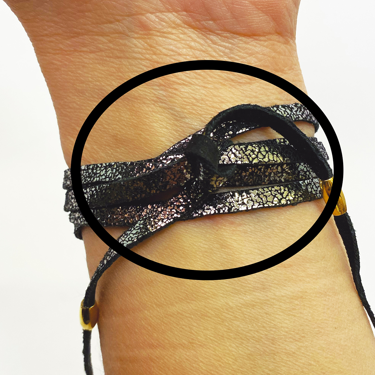 Foto 7 | Pulsera De Piel Unisex Con Baño De Oro Vangania Gratitud