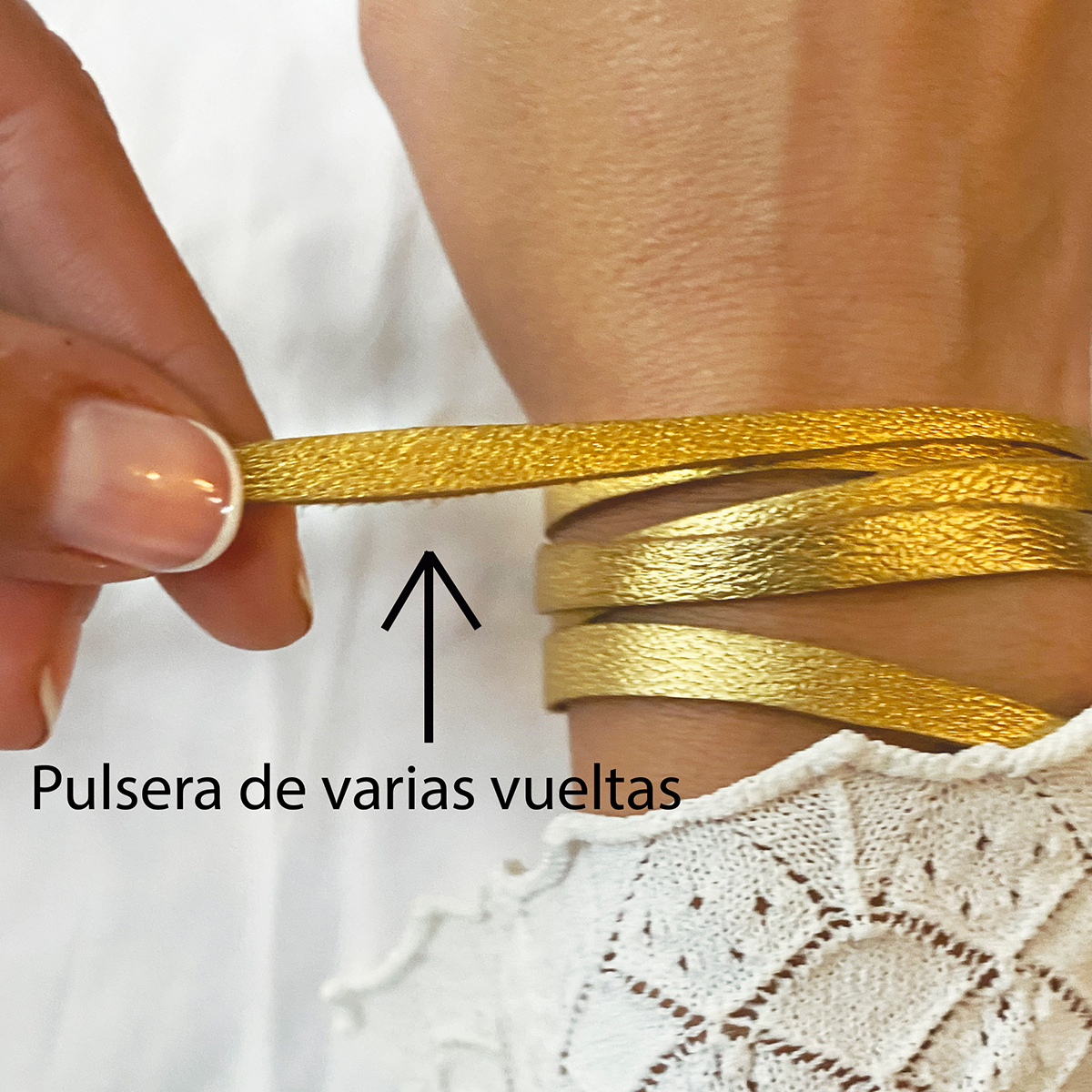 Foto 6 pulgar | Pulsera De Piel Unisex Con Baño De Oro Vangania Gratitud