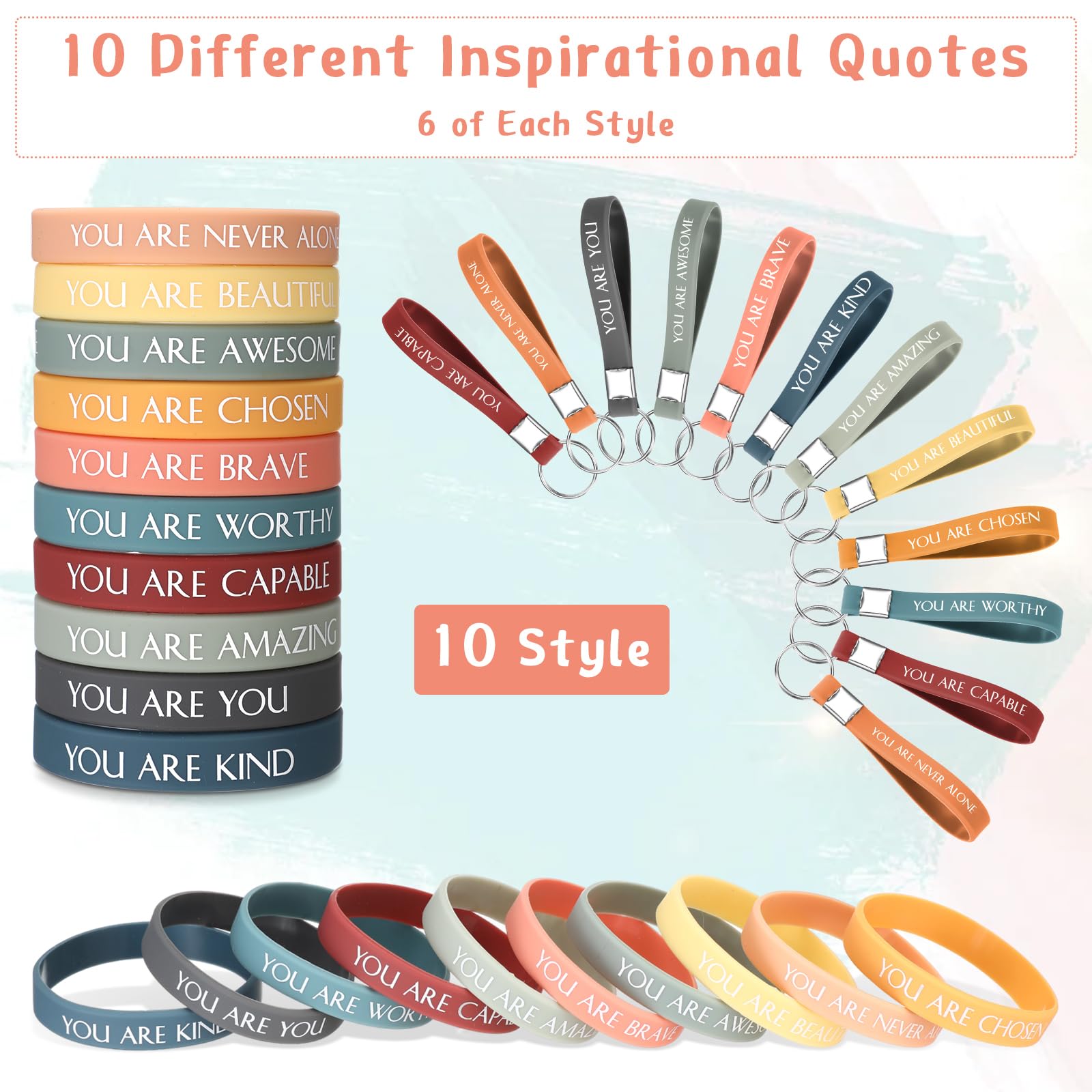 Foto 4 pulgar | Pulseras Y Llaveros Motivacionales Sratte 120 Unidades (vibrantes) - Venta Internacional.