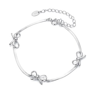 Foto 1 | Pulsera Chulada Moños De Plata .925 Con Chapa De Platino Se Puede Mojar.