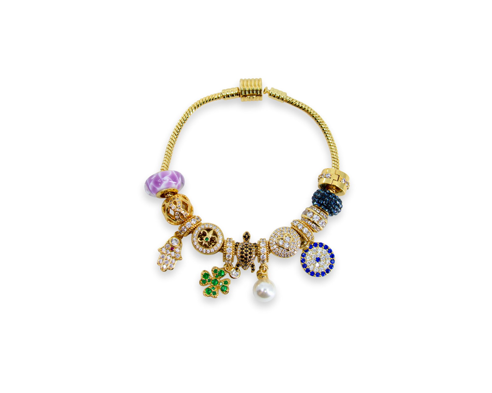 Foto 2 pulgar | Pulsera Fortunara - Baño De Oro De 18k + 12 Charms