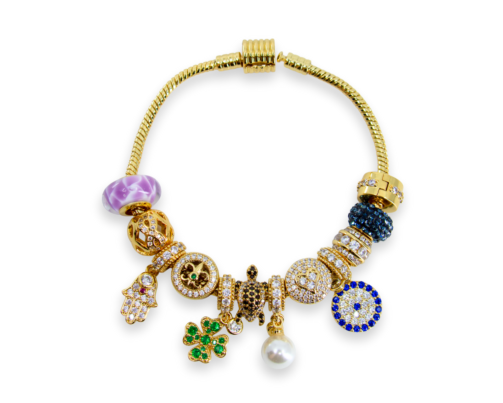 Pulsera Fortunara - Baño De Oro De 18k + 12 Charms