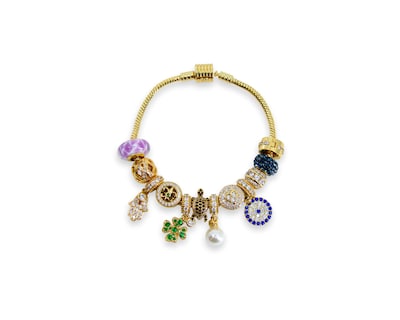 Foto 1 | Pulsera Fortunara - Baño De Oro De 18k + 12 Charms
