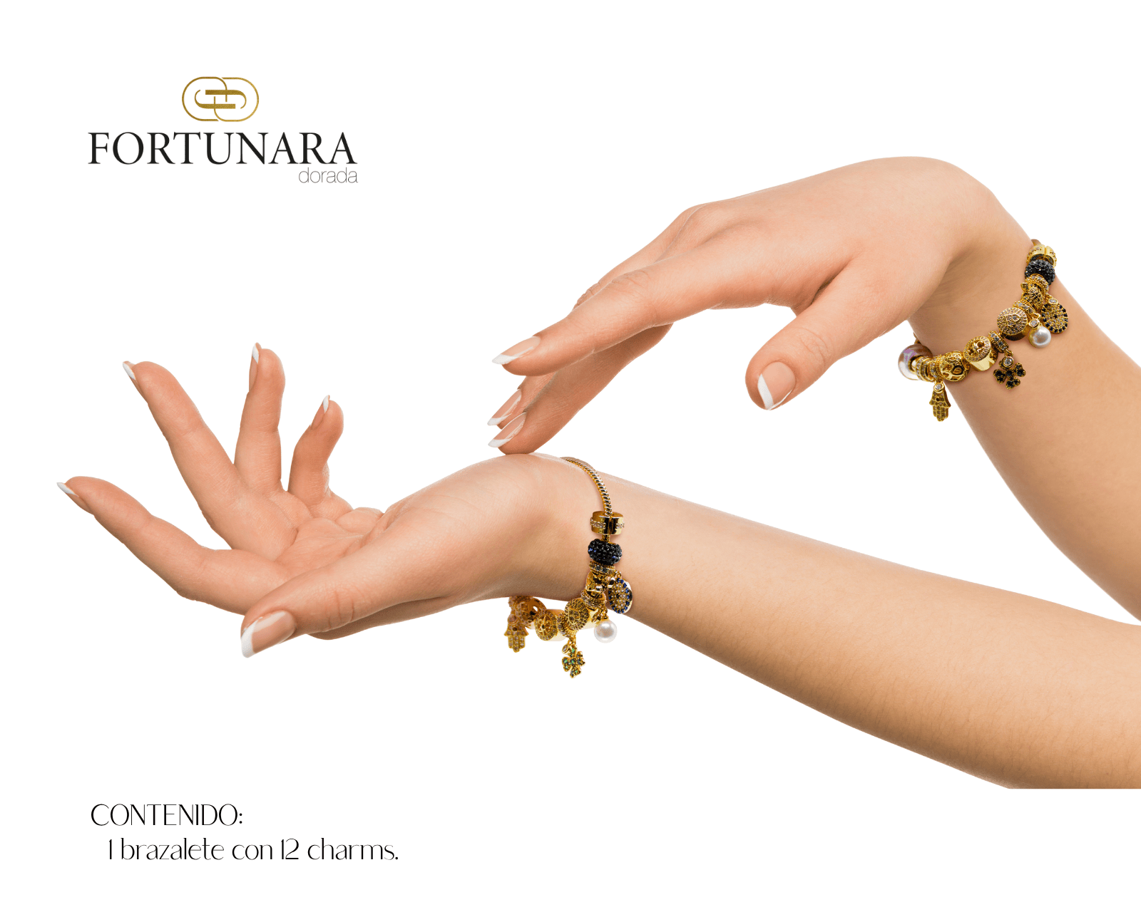 Foto 3 pulgar | Pulsera Fortunara - Baño De Oro De 18k + 12 Charms