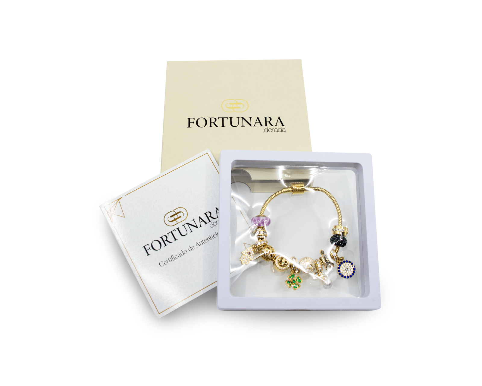 Foto 4 pulgar | Pulsera Fortunara - Baño De Oro De 18k + 12 Charms