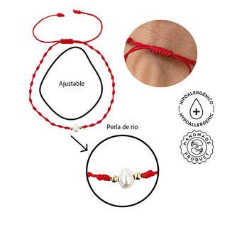 Foto 2 | Pulsera Roja Vangania Perla Natural Joyería Artesanal Unisex