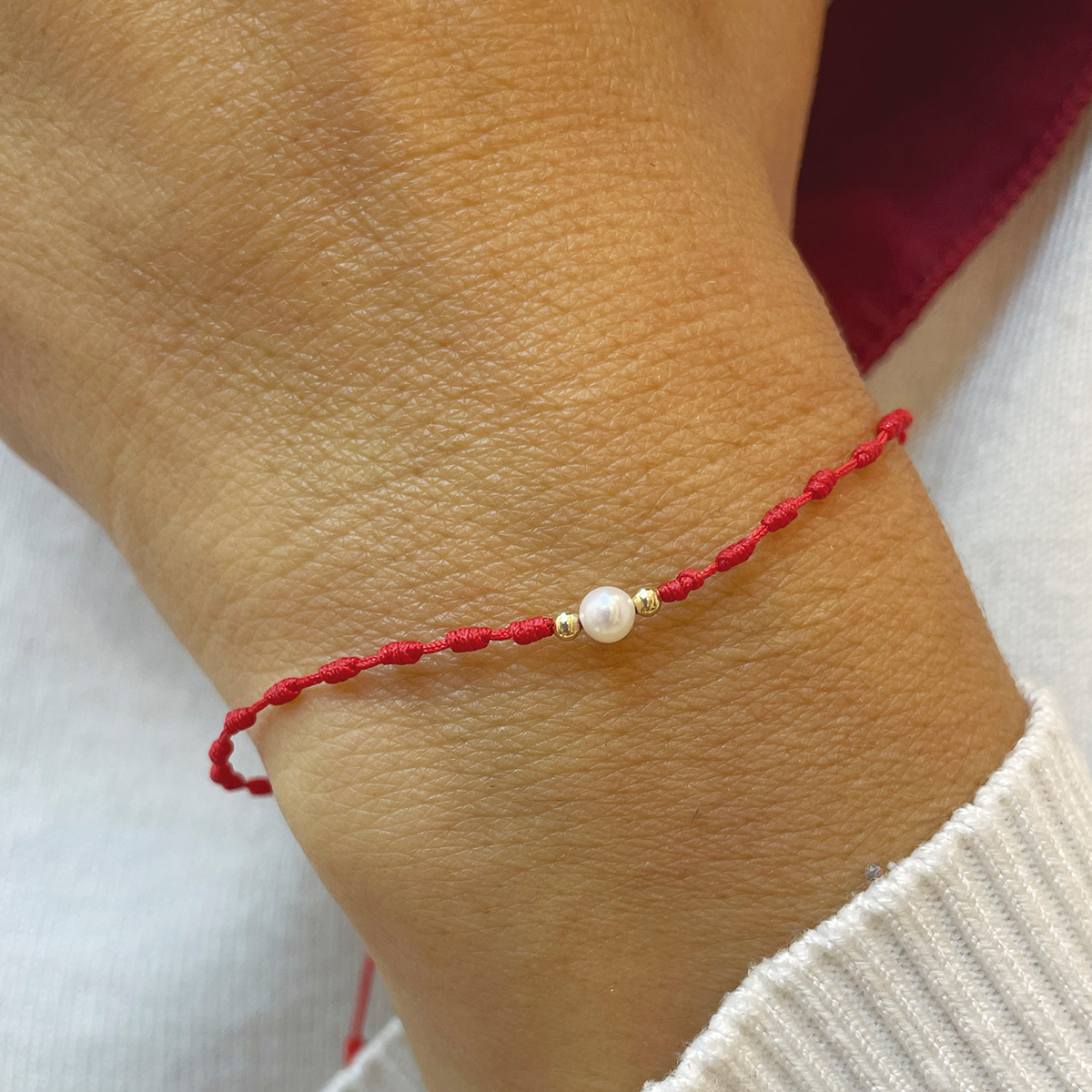 Foto 6 pulgar | Pulsera Roja Vangania Perla Natural Joyería Artesanal Unisex