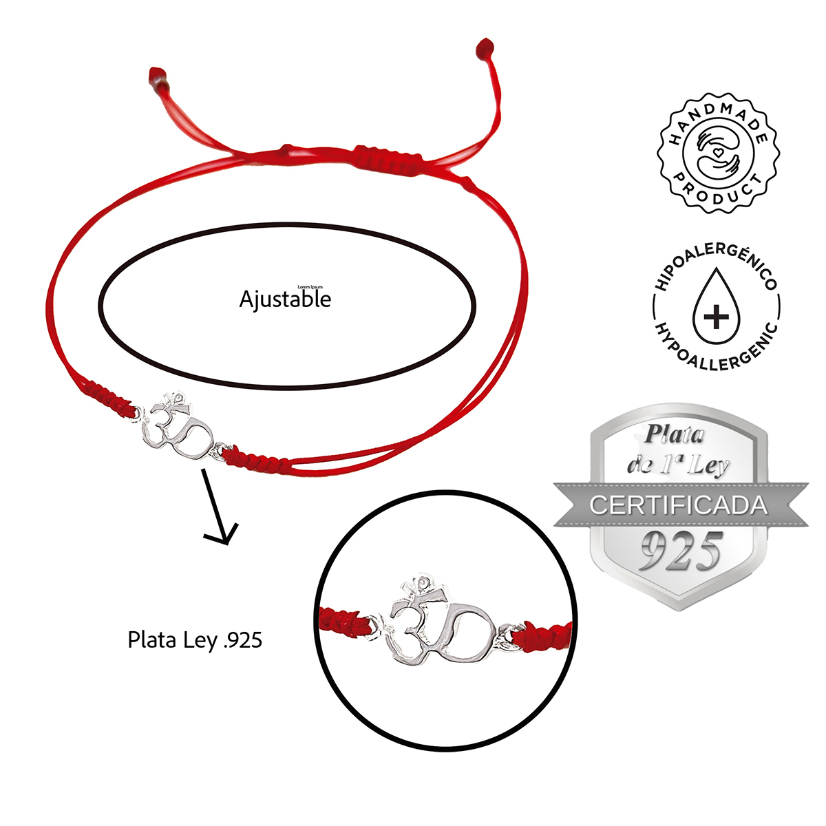 Foto 3 pulgar | Pulsera Roja Vangania Om Oro Regalo Joyería Unisex