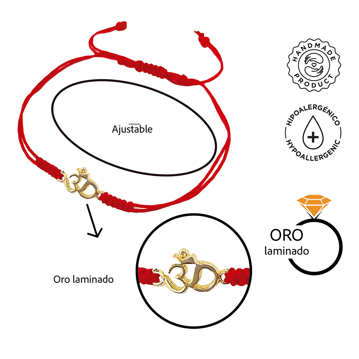 Foto 2 | Pulsera Roja Vangania Om Oro Regalo Joyería Unisex