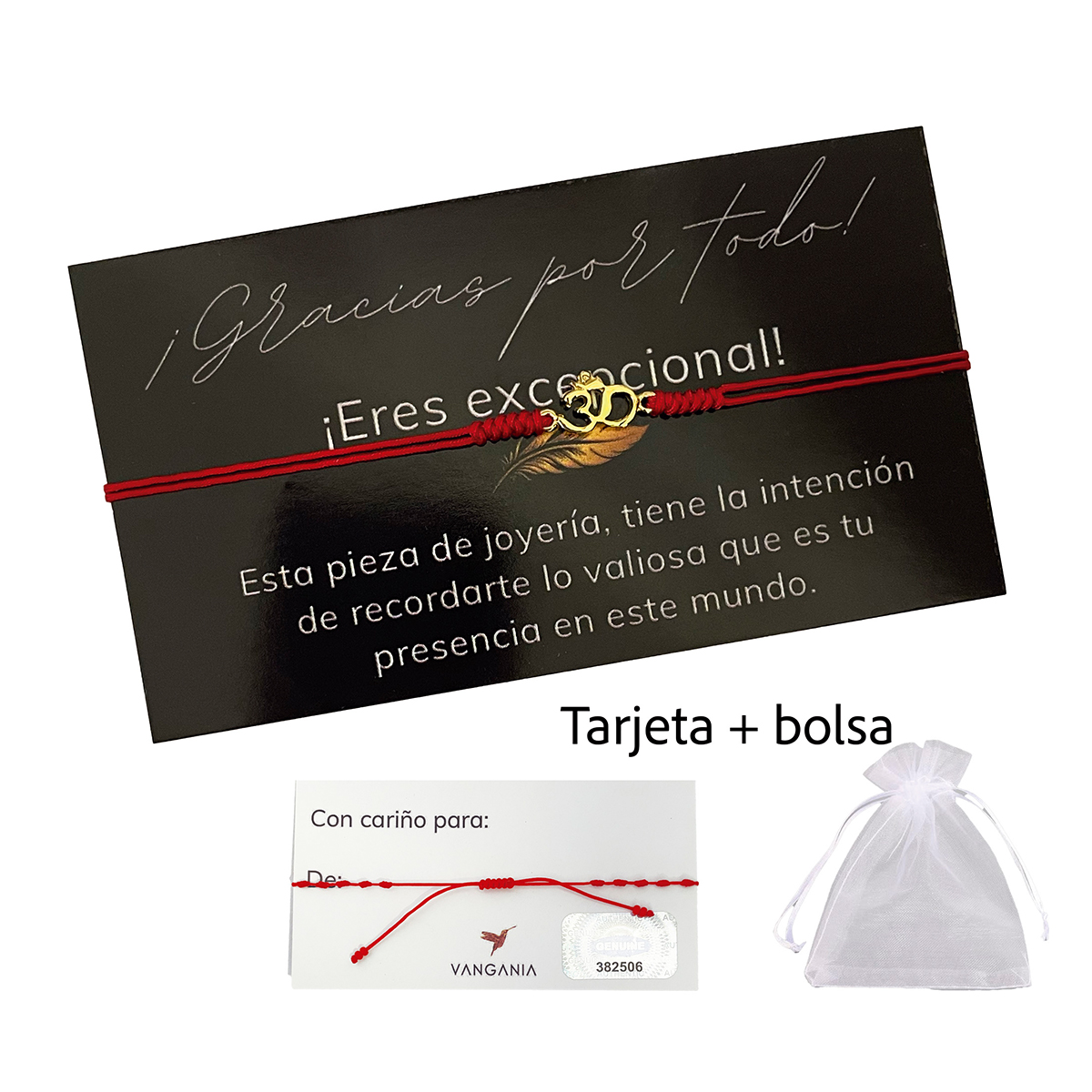 Foto 4 pulgar | Pulsera Roja Vangania Om Oro Regalo Joyería Unisex