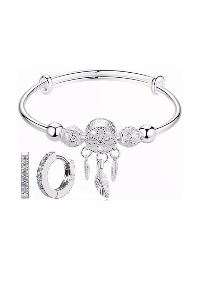 Foto 2 pulgar | Pulsera De Plata Atrapa Sueños  Diámetro 70 Mm