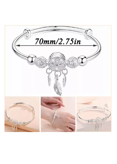 Foto 3 pulgar | Pulsera De Plata Atrapa Sueños  Diámetro 70 Mm
