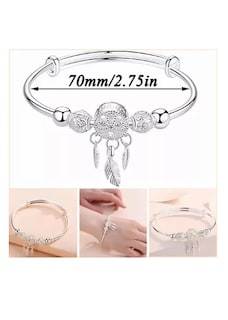 Foto 2 | Pulsera De Plata Atrapa Sueños Diámetro 70 Mm