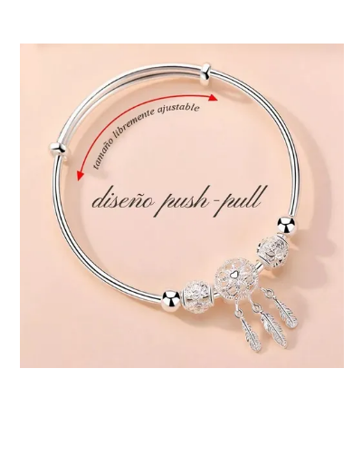 Foto 4 pulgar | Pulsera De Plata Atrapa Sueños  Diámetro 70 Mm