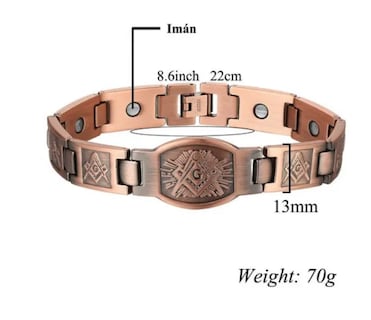 Foto 2 | Pulsera De Terapia De Cobre Puro Magnético De Neodimio