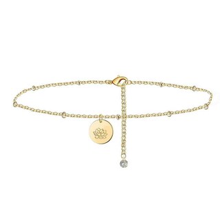 Foto 2 | Anklet Huoguo Colgante De Aleación Chapado En Oro Para El Mes De Nacimiento Para Mujer - Venta Internacional.