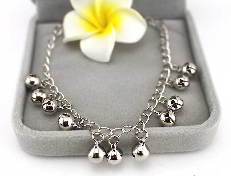 Foto 2 pulgar | Pulsera Tobillera Para Mujeres Y Niñas Con Cascabeles En Aleación De Plata - Venta Internacional.