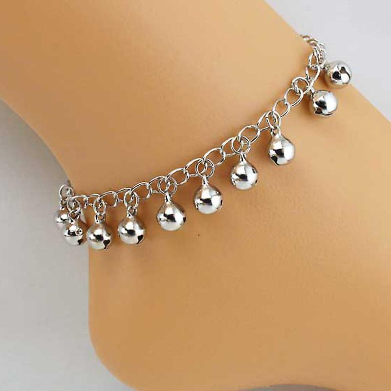Foto 3 pulgar | Pulsera Tobillera Para Mujeres Y Niñas Con Cascabeles En Aleación De Plata - Venta Internacional.