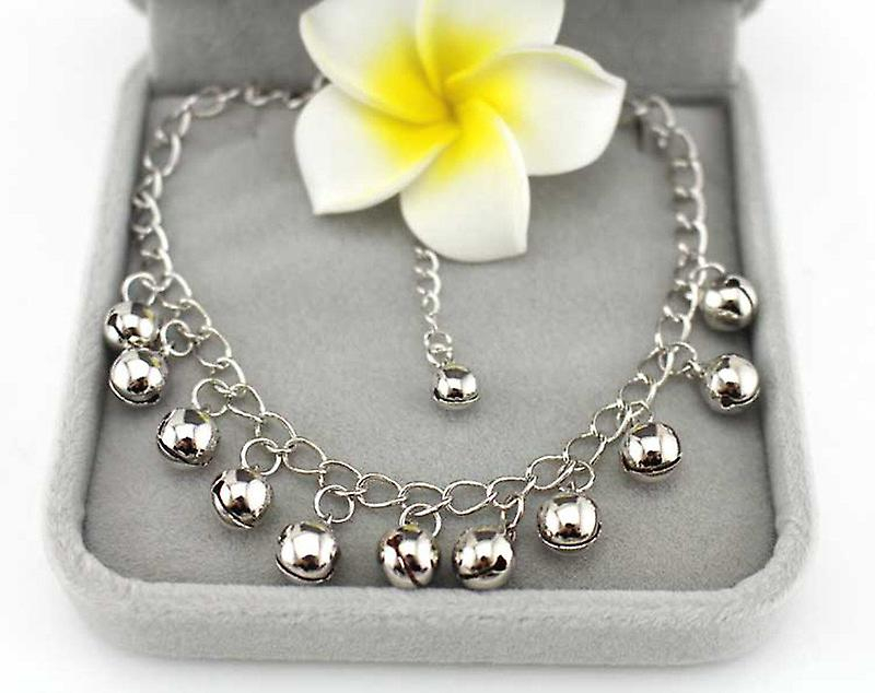 Foto 4 pulgar | Pulsera Tobillera Para Mujeres Y Niñas Con Cascabeles En Aleación De Plata - Venta Internacional.