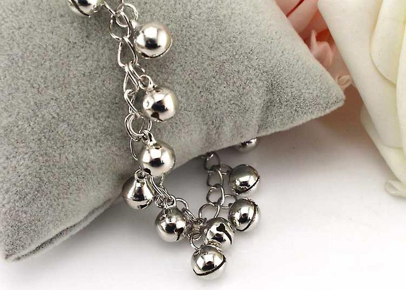 Foto 5 pulgar | Pulsera Tobillera Para Mujeres Y Niñas Con Cascabeles En Aleación De Plata - Venta Internacional.
