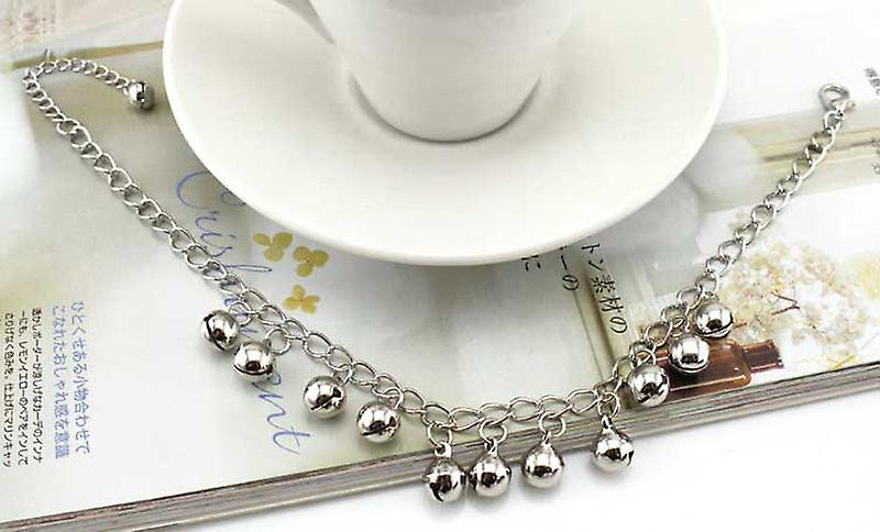 Foto 6 pulgar | Pulsera Tobillera Para Mujeres Y Niñas Con Cascabeles En Aleación De Plata - Venta Internacional.