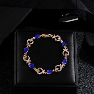 Foto 2 | Pulsera Huoguo Cristal En Forma De Corazón Y Circonitas 20 Cm - Venta Internacional.