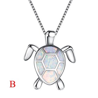 Foto 2 | Collar Huoguo Suéter Con Colgante De Tortuga Y Ópalo Para Mujer - Venta Internacional.