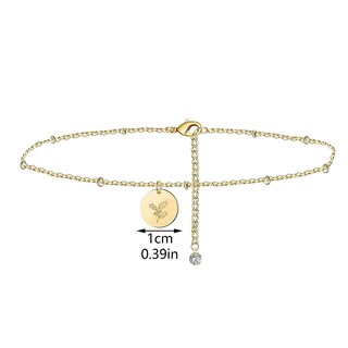 Foto 3 | Anklet Huoguo Colgante De Aleación Chapado En Oro Para El Mes De Nacimiento Para Mujer - Venta Internacional.