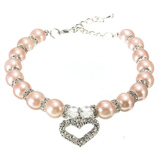 Foto 2 | Collar Para Mascotas Huoguo Con Colgante De Diamantes De Imitación En Forma De Corazón Y Perla - Venta Internacional.