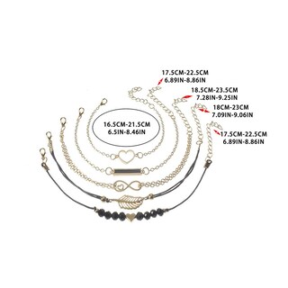 Foto 1 | Juego De Pulseras Huoguo Con Cuentas Negras En Forma De Corazón Para Mujer (5 Piezas) - Venta Internacional.