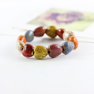 Foto 1 | Pulsera Huoguo Estilo Étnico Creativo Cerámica Esmaltada Con Flores - Venta Internacional.