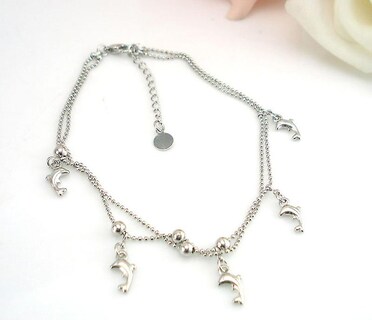 Foto 3 | Pulsera Tobillera Con Forma De Cadena Con Forma De Pez Y Delfín Para Mujer En Aleación De Plata - Venta Internacional.