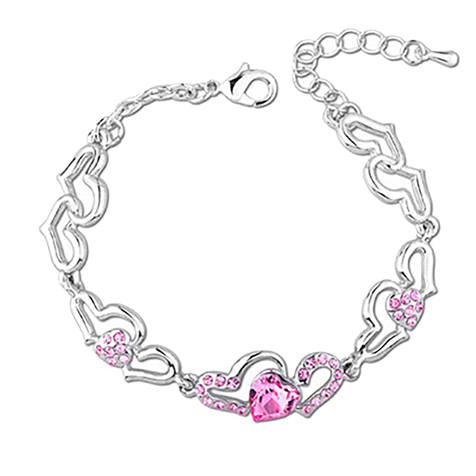 Foto 2 pulgar | Pulsera Huoguo Heart Con Cristales Austriacos De Acero Inoxidable - Venta Internacional.