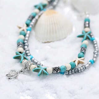 Foto 4 | Tobillera Huoguo Personality Fashion Star Shell Aleación De Perlas Plata - Venta Internacional.