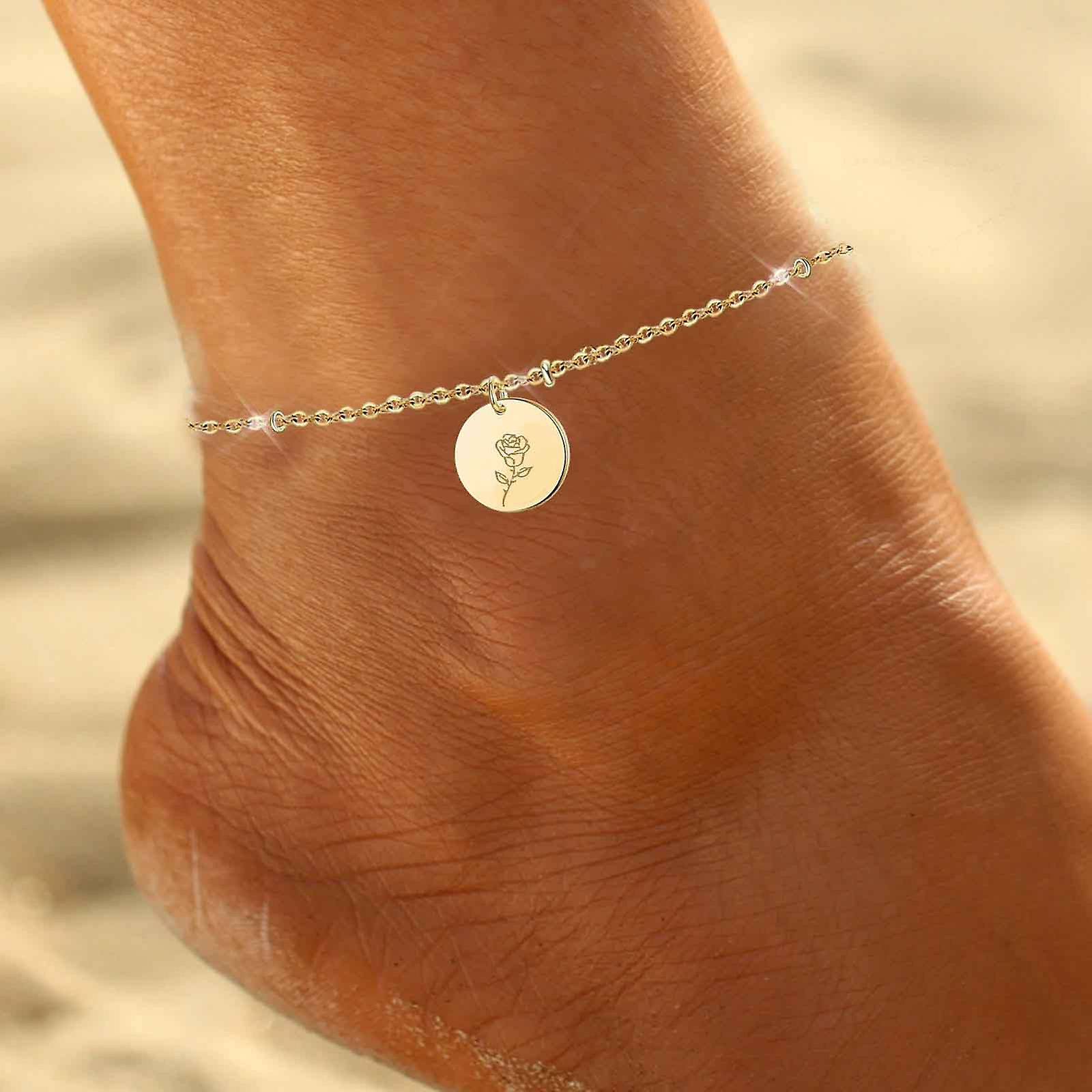 Foto 4 pulgar | Anklet Huoguo  Colgante De Aleación Chapado En Oro Para El Mes De Nacimiento  Para Mujer - Venta Internacional.
