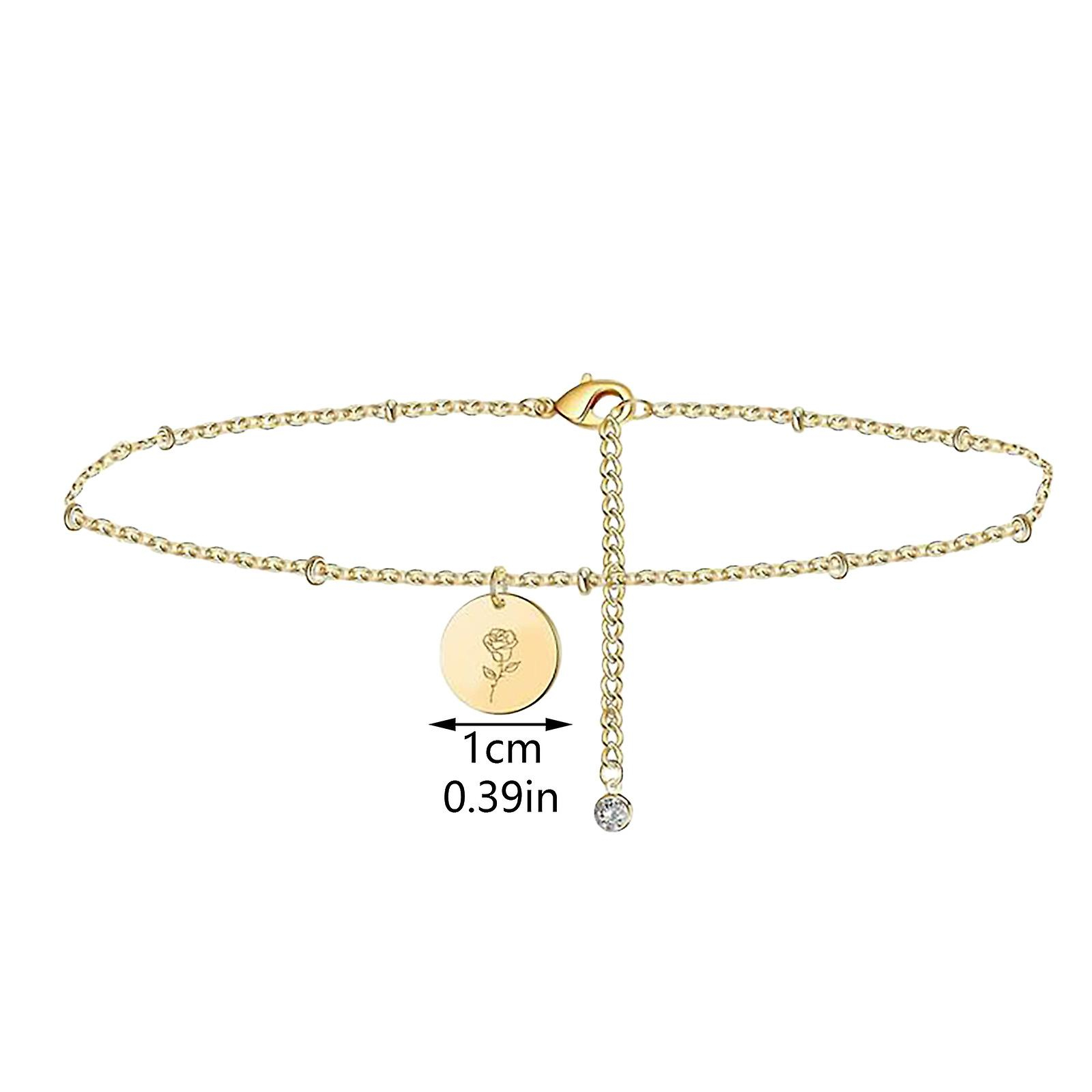 Foto 5 pulgar | Anklet Huoguo  Colgante De Aleación Chapado En Oro Para El Mes De Nacimiento  Para Mujer - Venta Internacional.