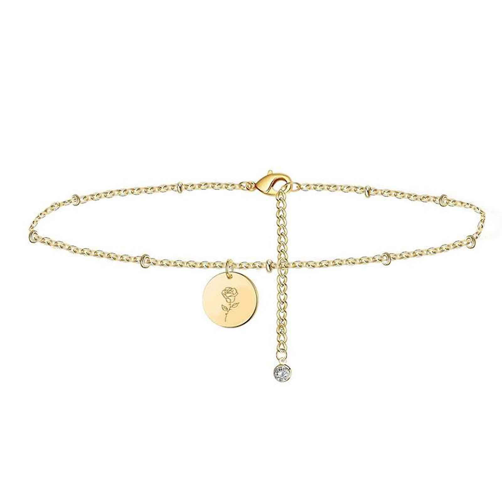 Foto 5 | Anklet Huoguo  Colgante De Aleación Chapado En Oro Para El Mes De Nacimiento  Para Mujer - Venta Internacional.