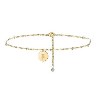 Foto 5 | Anklet Huoguo Colgante De Aleación Chapado En Oro Para El Mes De Nacimiento Para Mujer - Venta Internacional.