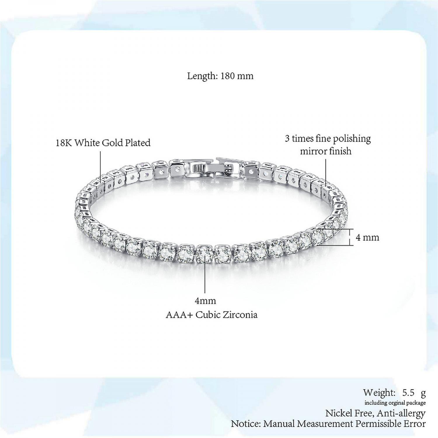 Foto 3 pulgar | Pulsera Huoguo  Diseño De Boda  Circonita Cúbica  Tono Plateado  19 Cm - Venta Internacional.