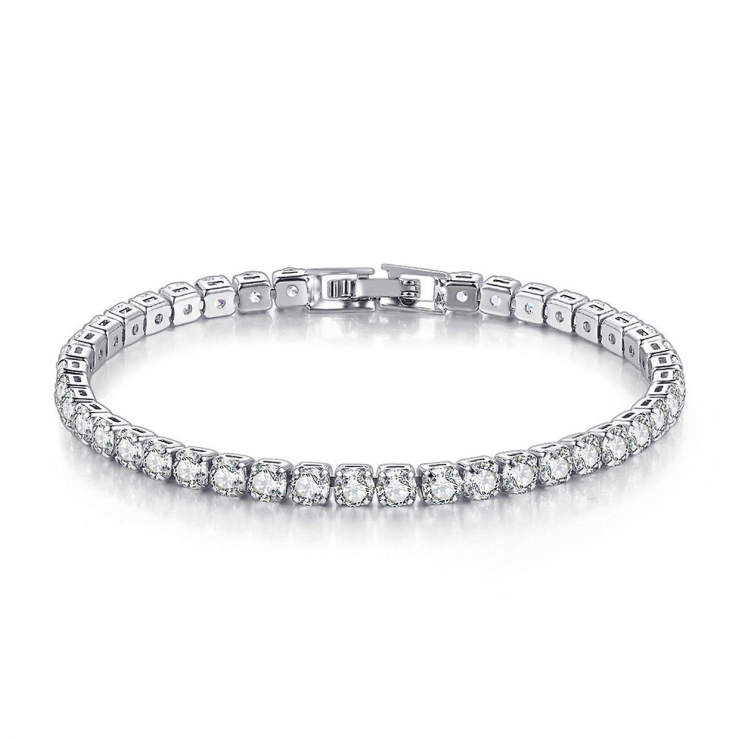 Foto 4 pulgar | Pulsera Huoguo  Diseño De Boda  Circonita Cúbica  Tono Plateado  19 Cm - Venta Internacional.