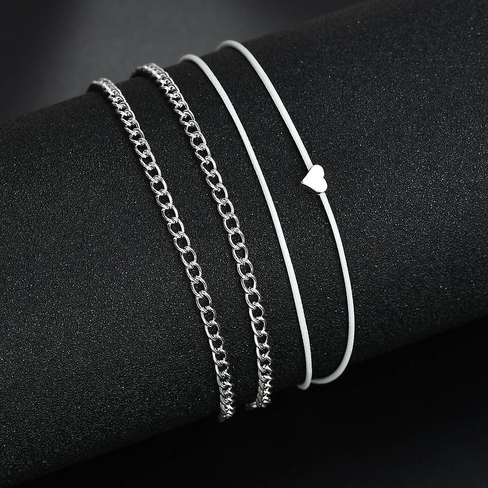 Foto 6 pulgar | Sandalias Huoguo Silver Summer Beach Para Mujer Con Cadena En El Tobillo - Venta Internacional.
